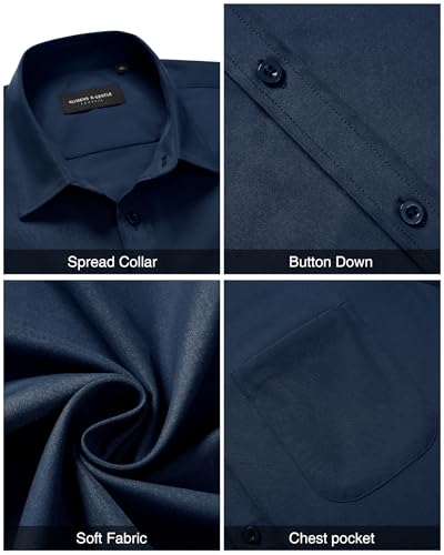 Image of Alimens & Gentle Men's Short Sleeve Dress Shirts Wrinkle Free Untucked Casual Button Down Shirt