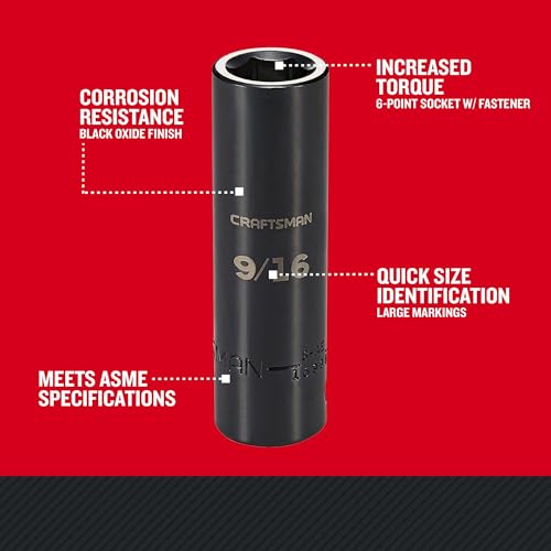 Image of CRAFTSMAN Deep Impact Socket, SAE, 1 /2-Inch Drive, 9 /16-Inch (CMMT15998)