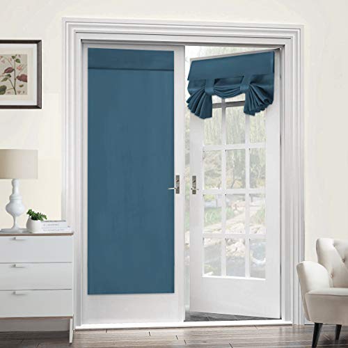 Turquoize French Door Curtains - Privacy Thermal Insulated Door Window Curtains for Patio French Door Tie Up Door Shade Sidelight Curtains for Front Door, W26 x L68, 2 Panel, Dark Teal by Turquoize - Used condition - US$18.72