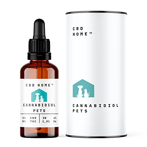CBD HOME Pets - Olio di CBD 5% + Olio d'Oliva Biologico - Olio per Animali Domestici - 30 ml – Aiuta con il rilassamento e il benessere del tuo animale - Adatto per Cani e Gatti - Prodotto nell'UE