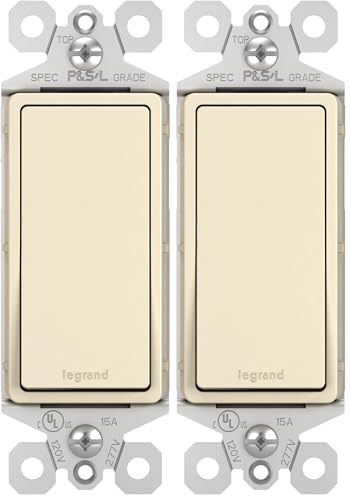 Legrand Radiant 15 Amp Rocker Wall Switch, Decorator Light Switches, Light Almond, 3-Way, TM873LACC10 (Pack of 2)