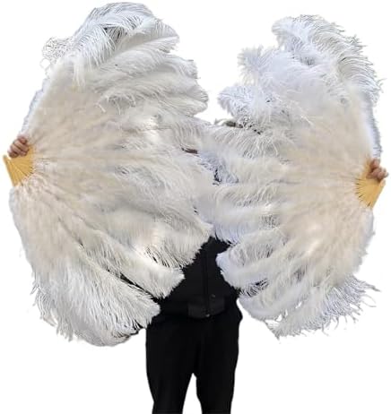 Ostrich Feather Fan for Performance, Carnival Show Accessory, Big Feather Fan - 130CM, Set of 2Green3100CM1PC130CM1PC