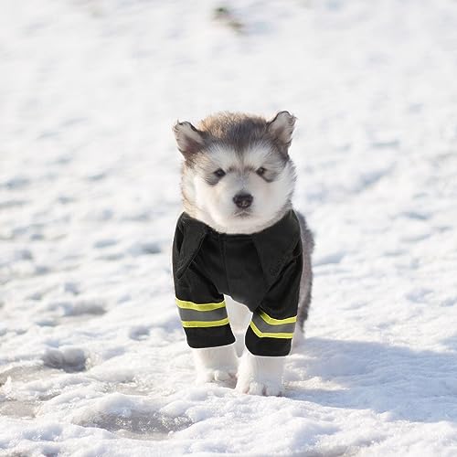 Disfraz para perro Traje de bombero negro tamaño L miniatura 5