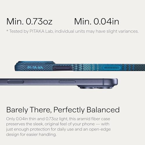 Image of Pitaka Thin Light iPhone 17 Pro 6.3 inch Case Cover with Camera Control Button, MagSafe Compatible, Ultra-Slim Case with Caseless Touch Feeling, 600D Aramid Fiber Woven (Moonrise)