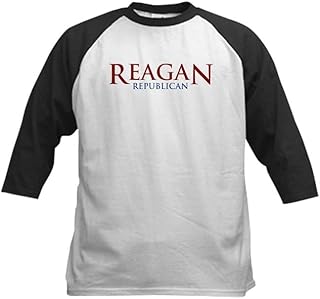 CafePress Reagan Republican Kids Baseball Jersey Kids Cotton Baseball Jersey, 3/4 Raglan Sleeve Shirt Black/White