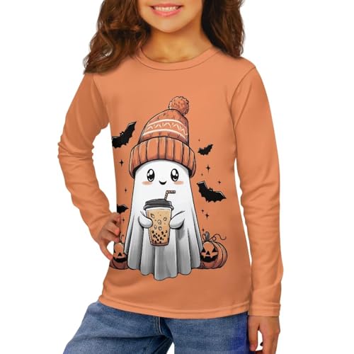 Image of Girls Long Sleeve Shirts Casual Crewneck Soft T-shirts for Girls 3-16 Years Old