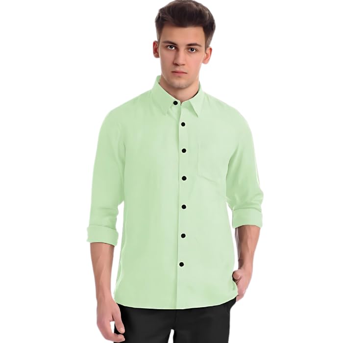 Premium Cotton Shirt Fabric for Men – Unstitched, Mist Green, 160 x 147 cm-image-35