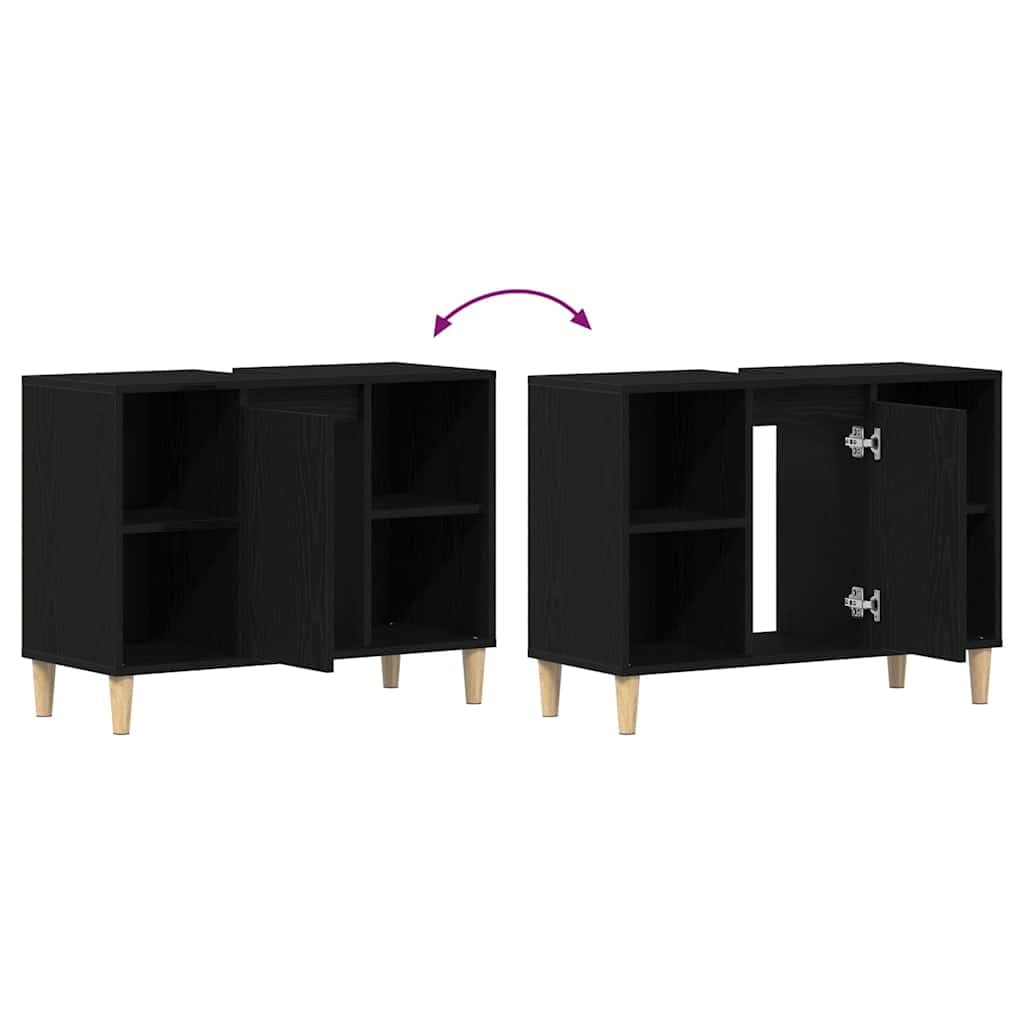vidaXL Mueble para Lavabo Roble Negro 80x33x60 cm Madera de ingeniería
