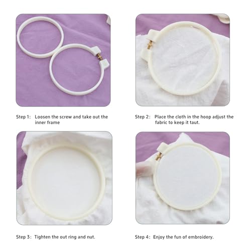 Image of HNGSON 3 Size Embroidery Hoop Set Plastic Embroidery Frame Cross Stitch Hoop Circle Embroidery Hoops Ring for Embroidery, Cross Stitch, Sewing