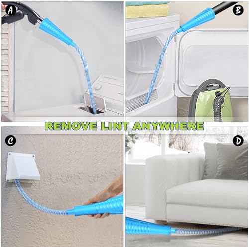 Sealegend Dryer Vent Cleaner Kit Dryer Lint Vac Attachment with Brush, Lint Remover, Dryer Vent Vacuum Hose Cleaning Tools, Blue