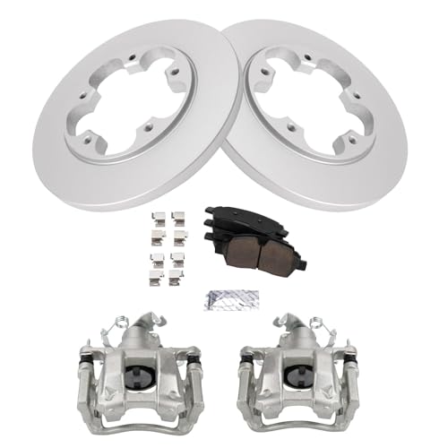 Image of TRQ Rear Brake Pad and Rotor Set Ceramic G Coated Rotors Calipers | For 2015-2019 Ford Transit-250
