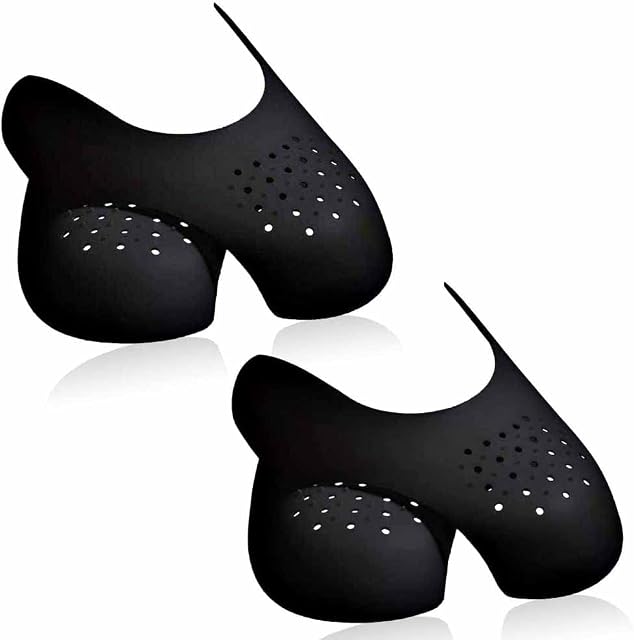 2 Pairs Sneaker Crease Protectors Anti Wrinkle Guards Prevent Front Creases for Toe Box Creases & Wrinkles Shoes Crease Protector for Running Casual Shoes for Men Women UK(3-6.5) - Black