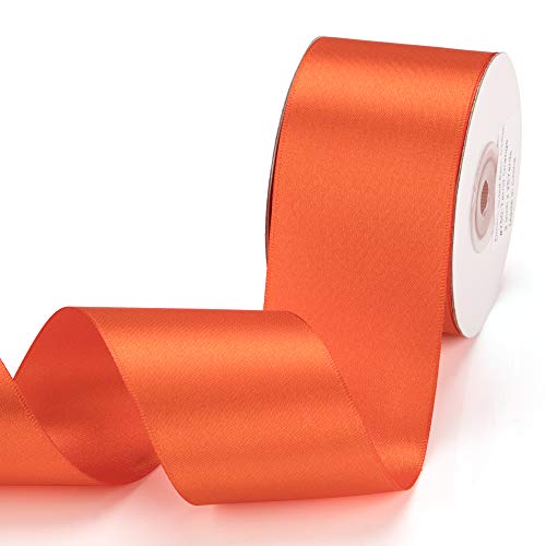 IHKFILAN Satin Ribbon in Tarrid Orange (50 mm x 22.86 m), Matt Shiny Gift Elegant Ribbon for Decorating Crafts