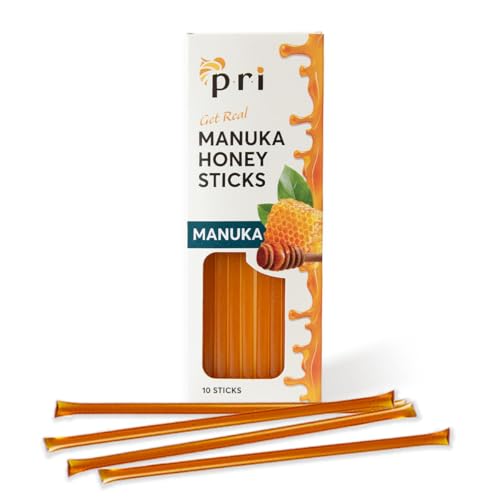 Image of P.R.I Manuka Honey Sticks, Certified MGO 60+, Raw New Zealand Manuka Honey, Perfect for On-the-Go, 10ct