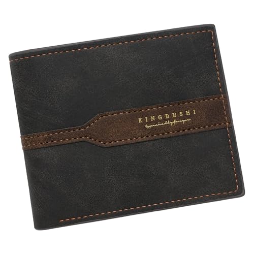 Carteira masculina dobrável com bloqueio fino, bolso frontal minimalista - fina e elegante com janela para identidade22, Preto, Minimalista