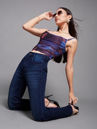 Image of Miss Chase Women's Skinny Fit High Rise Regular Length Stretchable Denim Jeans (MCSS24DEN79-02-512-38, Mystic Blue, 38)