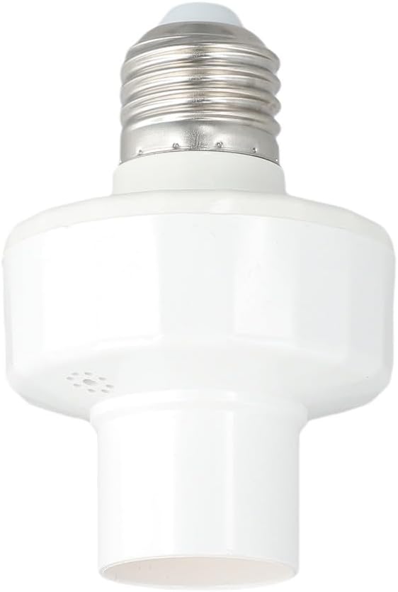E27 Motion Sensor Lamp Holder, Smart Light Bulb Adapter Socket with Auto On/Off and Delay Timer for Corridor Stairs Outdoor Security Lighting, White