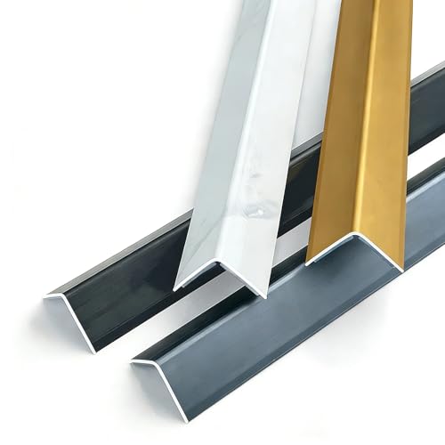 HAOKKV Borde Para Baldosas De Aluminio De 3 × 100 Cm, Tira De Transición Para Suelos Autoadhesiva En Forma De L, Para Laminados, Suelos, Puertas, Entradas(Jazz White,15mm)