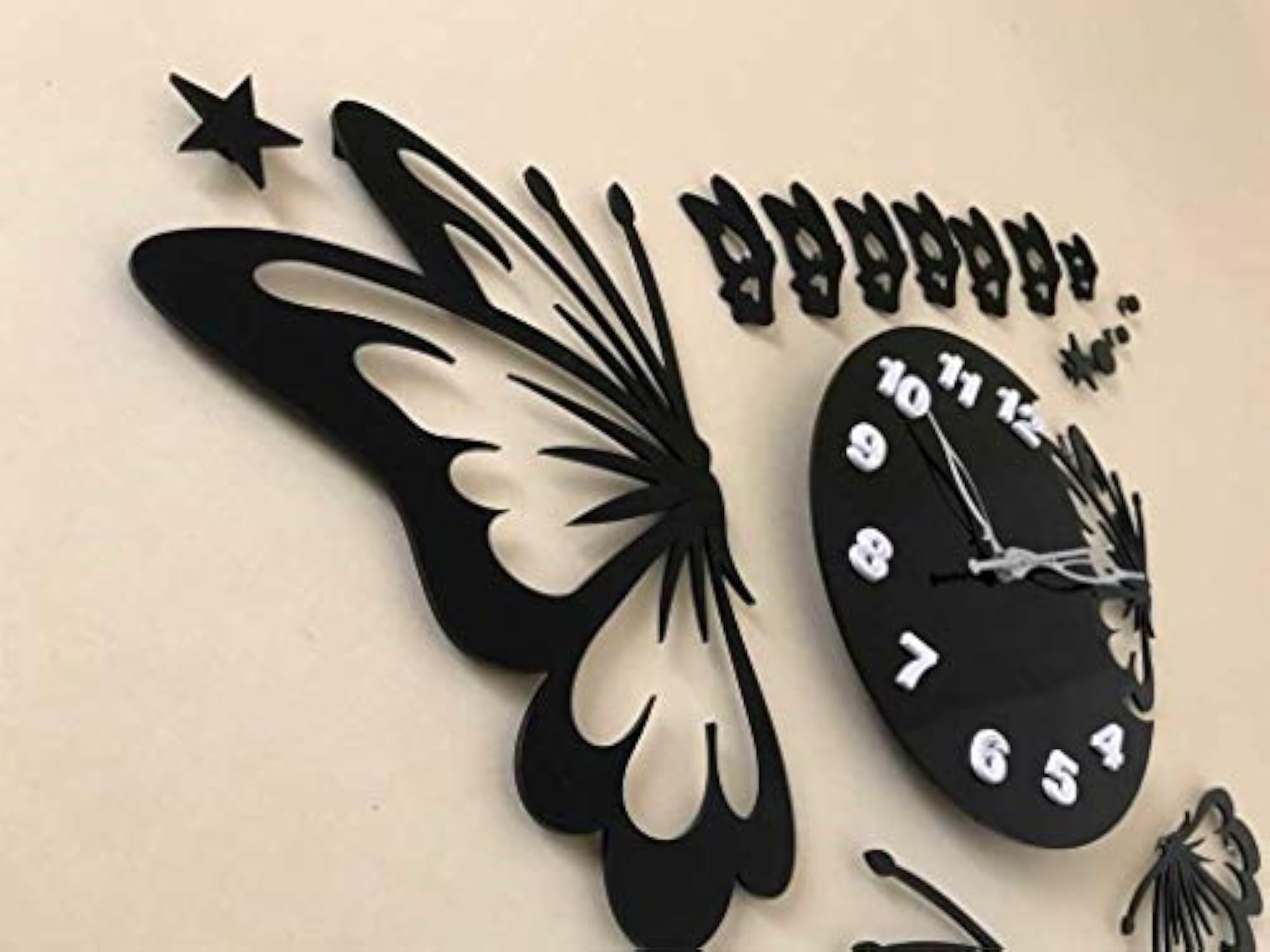 Acrylic Butterfly Wall Clock Square Shape