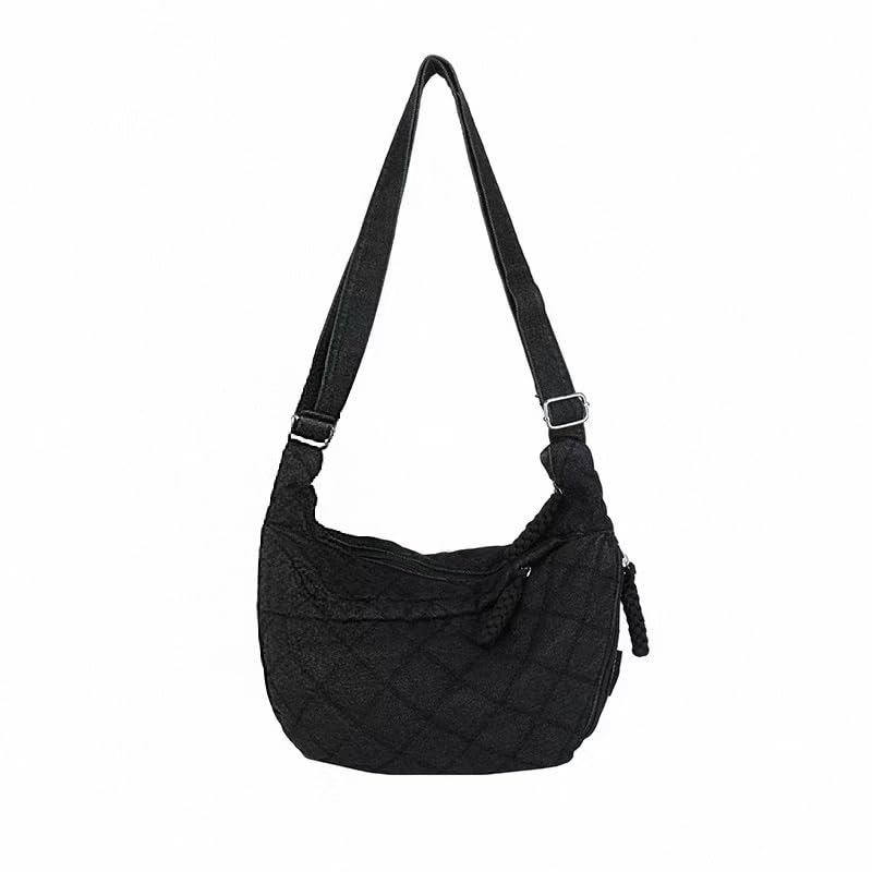Sac à bandoulière en denim pour femme avec grande sangle réglable bleu