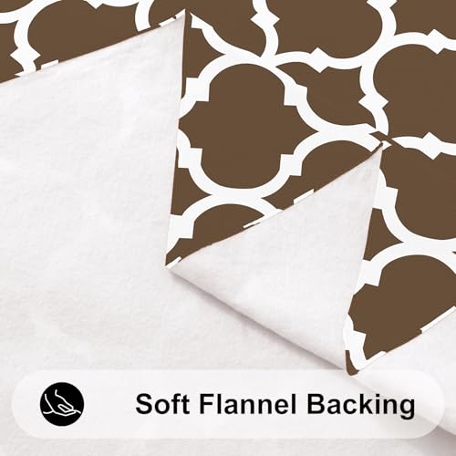 Image of Smiry Rectangle Tablecloth, Waterproof Vinyl Tablecloths with Flannel Backing for Rectangle Tables, Wipeable Spillproof Plastic Tablecloth for Dining, Camping, Indoor and Outdoor 60 inch x 84 inch, Brown