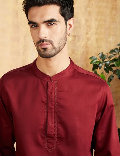 Image of Amazon Brand - Symbol Men Festive Embellished Long Kurta (Regular Fit)