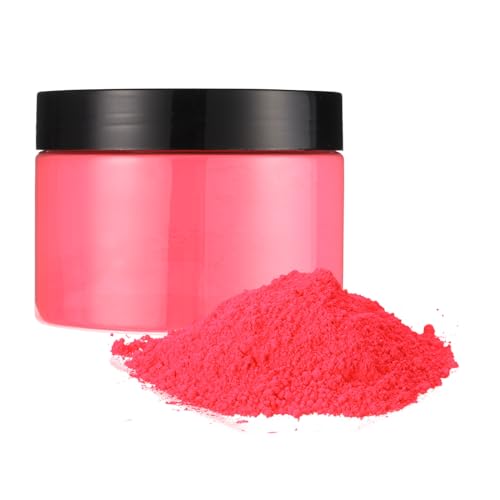 QUARKZMAN Polvo de Pigmento Fluorescente de 3.5oz (100g) para Uñas, Pigmento en Polvo Neón Hecho de Resina (a base de agua) para Tinta, Recubrimiento, Cuero, Rojo Brillante