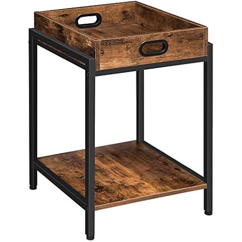 HOOBRO Beistelltisch, Sofatisch mit herausnehmbarem Tablett Cover