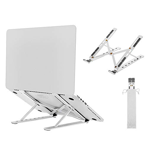 Laptop Stand, iHopeNu Laptop Holder Riser Computer Tablet Stand 7 Angles Adjustable Aluminum Ergonomic Foldable Portable Desktop Holder Compatible with MacBook,iPad, HP, Dell, Lenovo 10-15.6 Silver