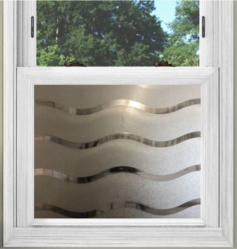 PSSC Window Film Privacy Frosted Glass Tinting Home Indoor Outdoor Vinyl Adhesive Pro Tint Summer House Wave Frost Design 1m x 60cm โ image 1