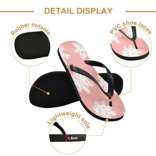 CEBUGI Unisex Flip Flop -Flat Sandal -NonSlip Couple Slippers -Natural Rubber Foam Soles Ultimate Comfort and Durability for Indoor Outdoor|White Snowflakes2