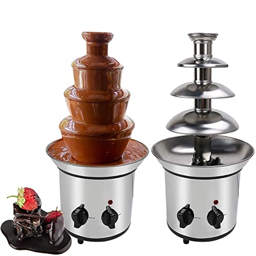 4 Tiers Stainless Steel Chocolate Fondue Fountain,2-Pound Capacity, Easy To Assemble,Perfect For Chocolate, Nacho Cheese, Bbq Sauce, Ranch, Liqueurs #TOP18