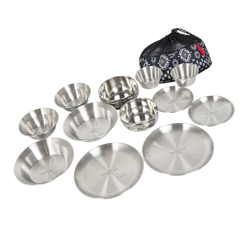 Juego de vajilla 12 en 1 de acero inoxidable duradero para cocinar y comer en exteriores