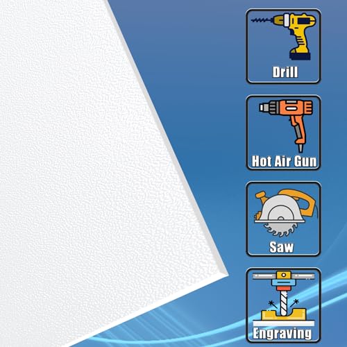 Image of ABS Plastic Sheet 1 /4 Inch Thick 24 x 48 (2-Pack),Two-Sided Heat Moldable Panel (Thermoplastic Textured Front & Smooth Back), White Thermoform Board Great for DIY Projects, Decor, Handcrafts