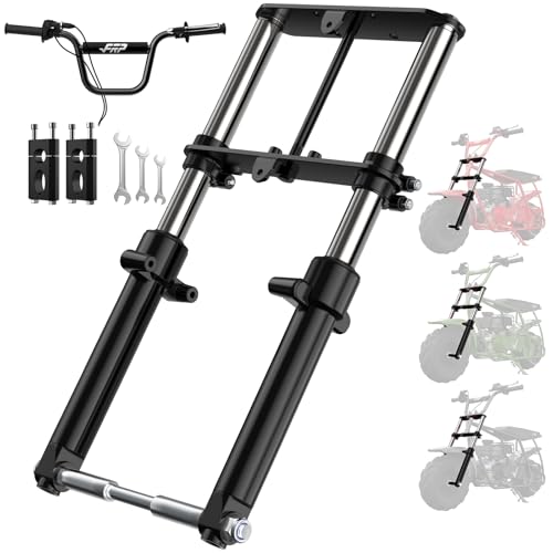FRP Minibike Suspension Kit Mini Bike Front Fork Compatible with Monster Mega Moto MMB80 MMB105 80cc 105cc Motovox MBX10 MBX11 Coleman CT100U Baja DB30 with Black Handlebar & Black Clamps