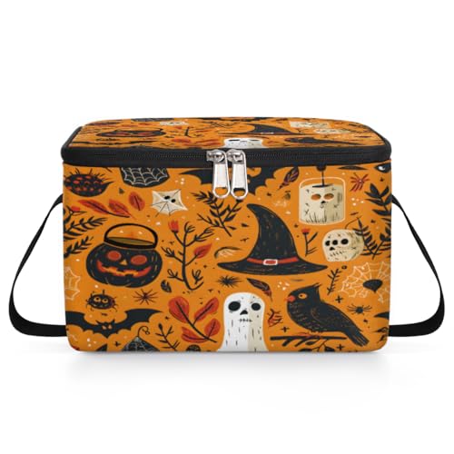 GzLeyigou Halloween Elements Lunch Bags for Women Men 9 Cans, Hot & Cold Food Delivery Bag Insulated Grocery Bag Insulated Lunch Box Cooler Bag for Office Work Picnic Beach