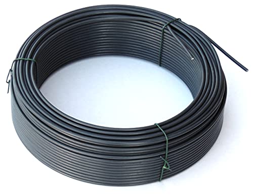 EXCOLO Spanndraht 55m Anthrazit RAL7016 Ø3,1mm verzinkt PVC-ummantelt|Zaundraht wetterfest|Maschendrahtzaun Wildzaun Gartenzaun Drahtrolle|Befestigungsdraht Pflanzendraht Basteldraht Rankhilfe