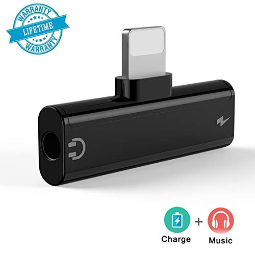 DAEETO [Adaptador de auriculares para iPhone 11] Adaptador de auriculares a audio convertidor de auriculares de 3,5 mm+Adaptador de carga para iPhone 11 / XR / X / Xs / XS max / 8 / 8P- Plata