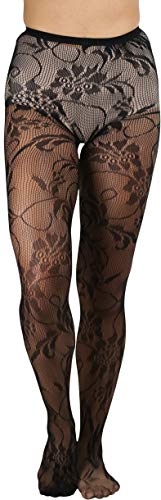 Image of ToBeInStyle Women's Elegant Floral Lace Inspired Spandex Net Full Length Tights