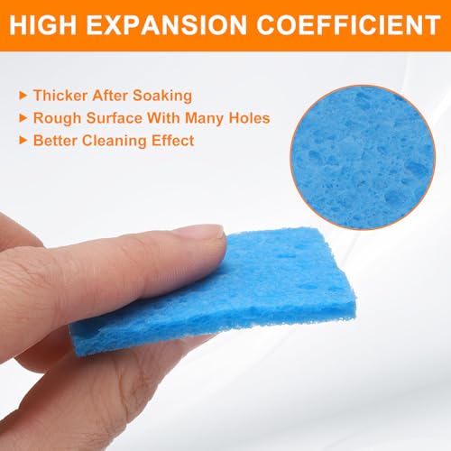 Image of HARFINGTON 4pcs Soldering Iron Cleaning Sponge 1.97 inch x 1.38 inch Replacement Sponge High Temperature for Cleaning Welding Soldering Iron Tip, Blue