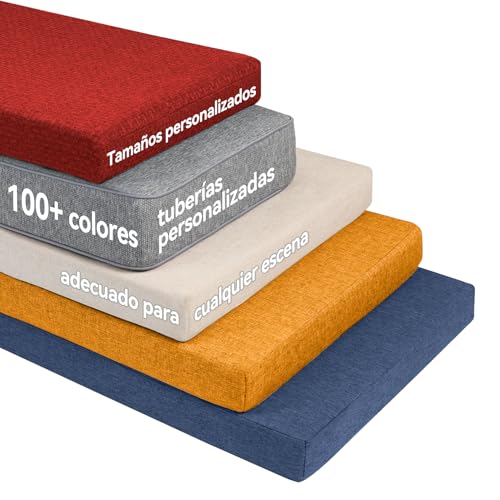 Parkaura - Cojines de banco personalizados, almohada de banco de tamaño personalizado con fondo antideslizante, cojín de muebles para interiores/exteriores para banco de jardín y patio, ventana