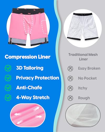 maamgic Mens Swim Trunks with Compression Liner 9 Inch Stretch Quick Dry Swim Shorts with Zipper Pockets Swimwear3