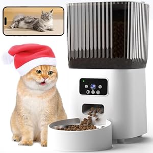 Automatic Cat Feeder with Camera, 1080P Live Video with Night Vision, 6L/25 Cups Timed Cat Food Dispenser for Remote Feeding, 2-Way Audio, Pet Feeder for Cats and Dogs with App Control