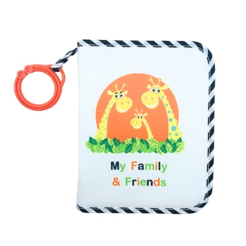 My First Photo Album for Baby - Toddler Photo Album with Giraffe Family, Baby's First Photo Album Soft Fabric Cover, Holds 17 Photos, Baby Safe Mirror, Easy to Clean for Babies, Infants, Toddlers