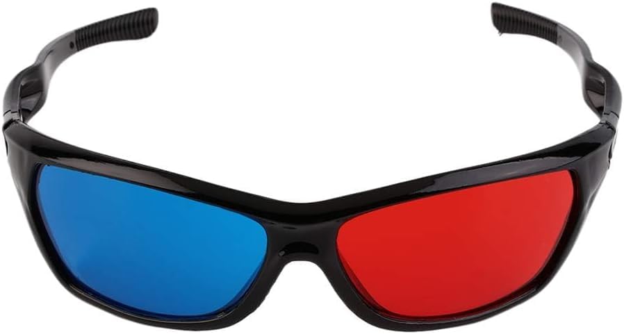 Vugyue 1Pcs Black Adult Black Frame Red Blue 3D Glasses, 3D Glasses for Dimensional Anaglyph Movie Game Accessories, 3D Viewing Glasses