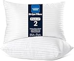 Cloudmere Pack of 2 Stripe Pillows Hotel Quality – Original Down Alternative Pillows for Sleeping, Soft Support for Back, Stomach & Side Sleepers (74 cm x 48 cm)