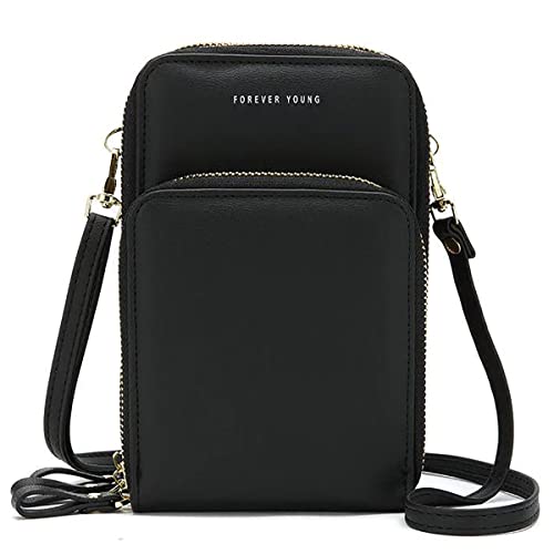 Image of BOSTANTEN Girls Women Women's Wallet Sling Crossbody Bag for Mobile Cell Phone Holder Pocket Wallet Wallets Hand Purse Clutch Crossbody Sling Bag for Women Womens Girls (Black)
