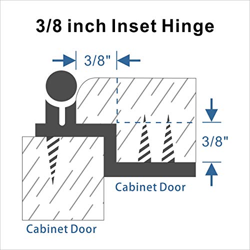 Furniware 30Pcs 3/8\" Inset Hinges,Face Mount Self Closing,Kitchen Cabinet Door Hinges,Overlay Decorative,Matte Black