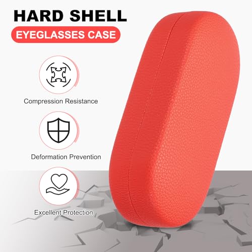 Image of PATIKIL Hard Shell Eyeglasses Case, PU Leather Large Glasses Case Litchi Grain Protective Sunglasses Organizer for Women Men