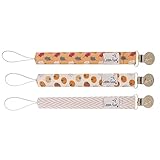 Copper Pearl Pacifier Clip 3-Pack: Premium Knit Binky Clips for Baby Girls and Boys - Stylish Stainless Steel Pacifier Holder Clip - Baby Pacifier Clips for No More Floor Drops - Karver
